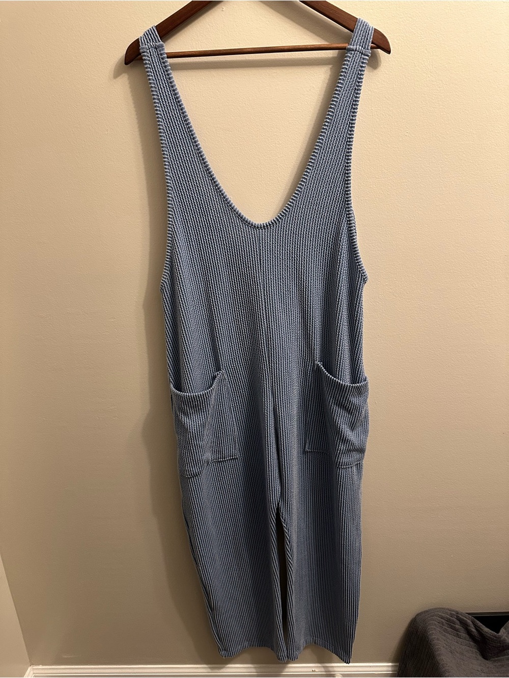 Ribbed Sleeveless Jumpsuit - Blue